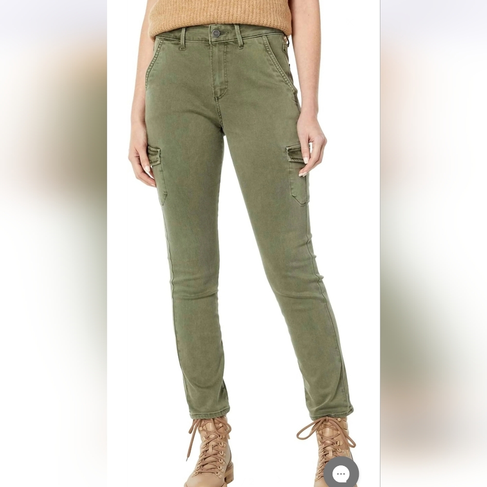 PAIGE Jolie Woman's Green Cargo Pants Stretch Straight Size 28